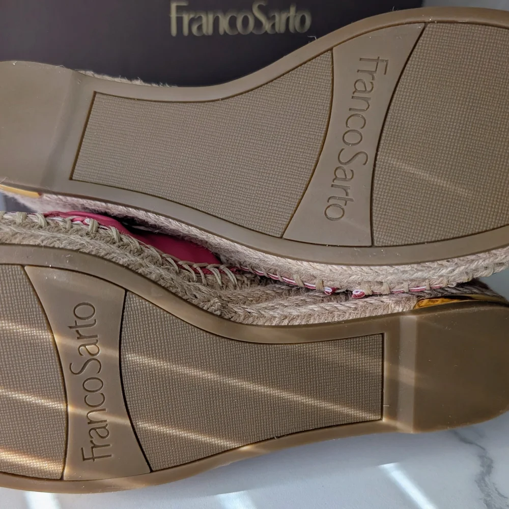 Franco Sarto Pink Espadrille Wedge Sandals Knot Front Ankle Strap Size 8 New